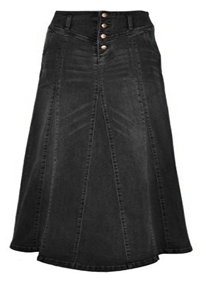CHARTOU Women's Retro Exposure Button-Fly Packaged Hip A-Line Maxi Long Denim Skirt (Large, Black) - Image 1